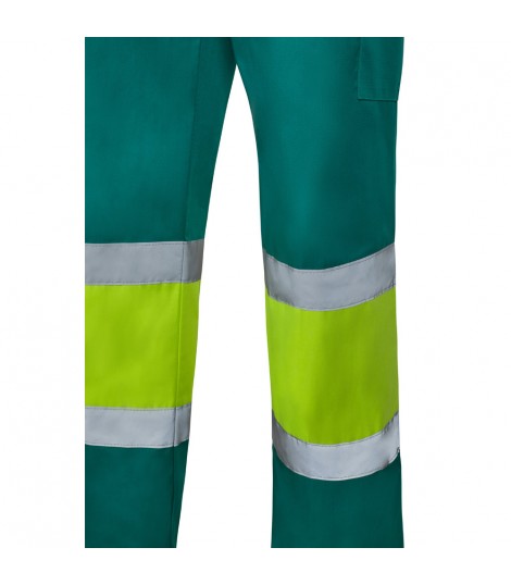 VL ARTEMIS Pantalon bicolor en sarga 190 g m algodon 20 y poliester 80 Pantalon multibolsillos elastico 240 g m