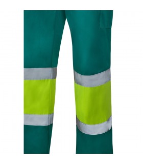 VL ARTEMIS Pantalon bicolor en sarga 190 g m algodon 20 y poliester 80 Pantalon multibolsillos elastico 240 g m