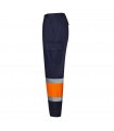 VL ARTEMIS Pantalon bicolor en sarga 190 g m algodon 20 y poliester 80 Pantalon multibolsillos elastico 240 g m