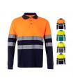 VL PLUTO LARGE Polo de pique bicolor 150g m con manga larga en algodon 55 y poliester 45
