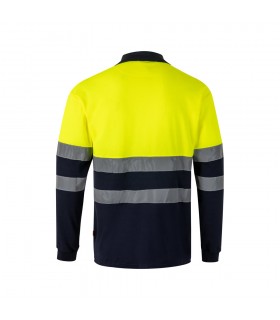 VL PLUTO LARGE Polo de pique bicolor 150g m con manga larga en algodon 55 y poliester 45