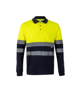 VL PLUTO LARGE Polo de pique bicolor 150g m con manga larga en algodon 55 y poliester 45
