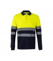 VL PLUTO LARGE Polo de pique bicolor 150g m con manga larga en algodon 55 y poliester 45