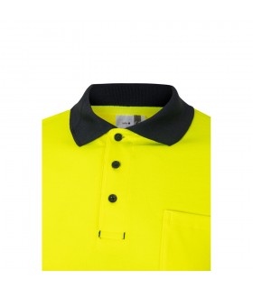 VL PLUTO LARGE Polo de pique bicolor 150g m con manga larga en algodon 55 y poliester 45