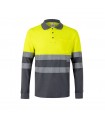 VL PLUTO LARGE Polo de pique bicolor 150g m con manga larga en algodon 55 y poliester 45