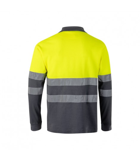 VL PLUTO LARGE Polo de pique bicolor 150g m con manga larga en algodon 55 y poliester 45