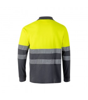 VL PLUTO LARGE Polo de pique bicolor 150g m con manga larga en algodon 55 y poliester 45
