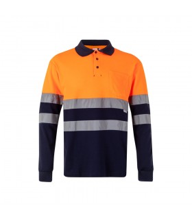VL PLUTO LARGE Polo de pique bicolor 150g m con manga larga en algodon 55 y poliester 45