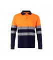 VL PLUTO LARGE Polo de pique bicolor 150g m con manga larga en algodon 55 y poliester 45