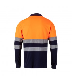 VL PLUTO LARGE Polo de pique bicolor 150g m con manga larga en algodon 55 y poliester 45