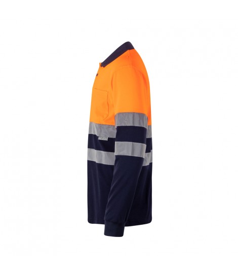 VL PLUTO LARGE Polo de pique bicolor 150g m con manga larga en algodon 55 y poliester 45