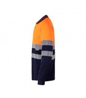 VL PLUTO LARGE Polo de pique bicolor 150g m con manga larga en algodon 55 y poliester 45