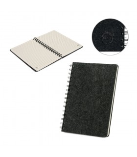 MISHIMA Cuaderno A5 con tapa semidura de fieltro reciclado 100 rPET con anillas y paginas rayadas