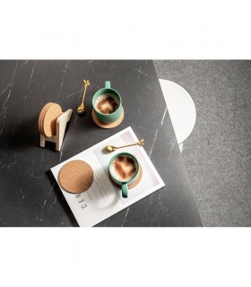 PLYCORK Soporte de madera contrachapada con 6 posavasos de corcho