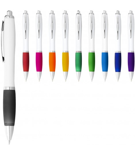 Boligrafo blanco con empunadura de color Nash