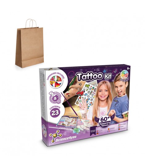 Tattoo Factory Kit III Juego educativo suministrado con una bolsa de regalo de papel kraft 115 g m