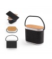 GUETTA. 5W portable speaker with super-fast 15W wireless charger and 2h battery life made of bamboo and 100% rPET
