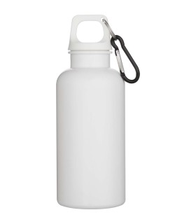 Botella de 400 ml de color liso de plastico reciclado con certificado RCS y mosqueton Oregon