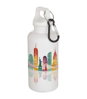 Botella de 400 ml de color liso de plastico reciclado con certificado RCS y mosqueton Oregon