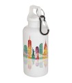 Botella de 400 ml de color liso de plastico reciclado con certificado RCS y mosqueton Oregon