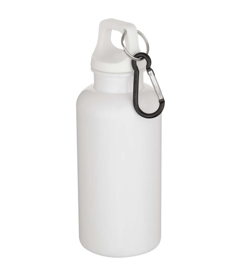 Botella de 400 ml de color liso de plastico reciclado con certificado RCS y mosqueton Oregon