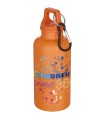 Botella de 400 ml de color liso de plastico reciclado con certificado RCS y mosqueton Oregon