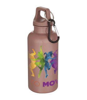 Botella de 400 ml de color liso de plastico reciclado con certificado RCS y mosqueton Oregon