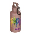 Botella de 400 ml de color liso de plastico reciclado con certificado RCS y mosqueton Oregon