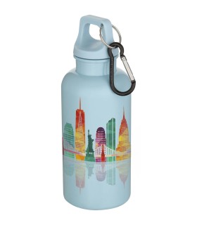 Botella de 400 ml de color liso de plastico reciclado con certificado RCS y mosqueton Oregon