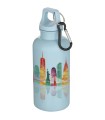 Botella de 400 ml de color liso de plastico reciclado con certificado RCS y mosqueton Oregon