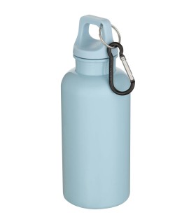 Botella de 400 ml de color liso de plastico reciclado con certificado RCS y mosqueton Oregon