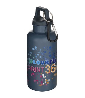 Botella de 400 ml de color liso de plastico reciclado con certificado RCS y mosqueton Oregon