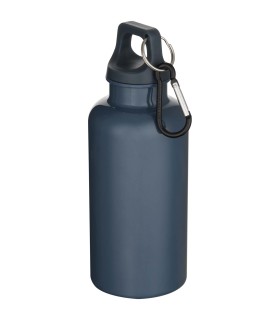 Botella de 400 ml de color liso de plastico reciclado con certificado RCS y mosqueton Oregon