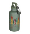 Botella de 400 ml de color liso de plastico reciclado con certificado RCS y mosqueton Oregon