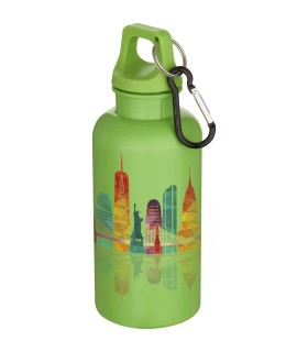 Botella de 400 ml de color liso de plastico reciclado con certificado RCS y mosqueton Oregon
