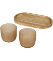 Set de bandeja de madera y vasos de vidrio acabado mate Male