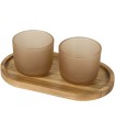 Set de bandeja de madera y vasos de vidrio acabado mate Male