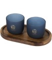 Set de bandeja de madera y vasos de vidrio acabado mate Male