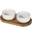 Set de bandeja de madera y cuencos de ceramica Noa