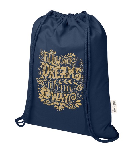 Bolsa con cuerdas de 5 l de algodon reciclado GRS de 180 g m Peru Blend