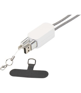 Lanyard de plastico reciclado para smartphone con cable integrado 5 en 1 de 27 W Anser