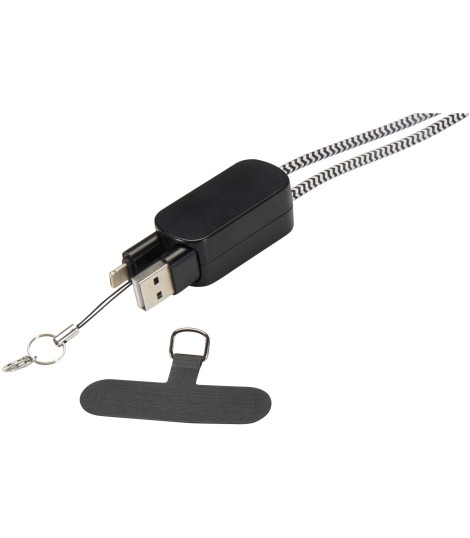 Lanyard de plastico reciclado para smartphone con cable integrado 5 en 1 de 27 W Anser