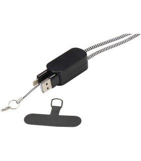 Lanyard de plastico reciclado para smartphone con cable integrado 5 en 1 de 27 W Anser