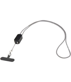 Lanyard de plastico reciclado para smartphone con cable integrado 5 en 1 de 27 W Anser
