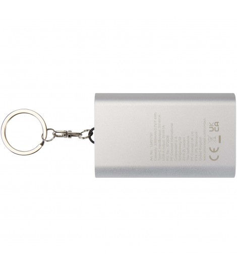 Bateria externa de aluminio reciclado de 2000 mAh con llavero Arcturus